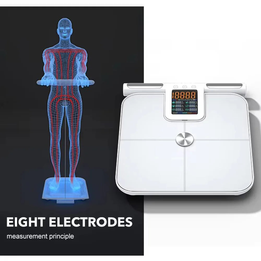 8-Electrode Smart Body Composition Scale With Visceral Fat Bone Mass