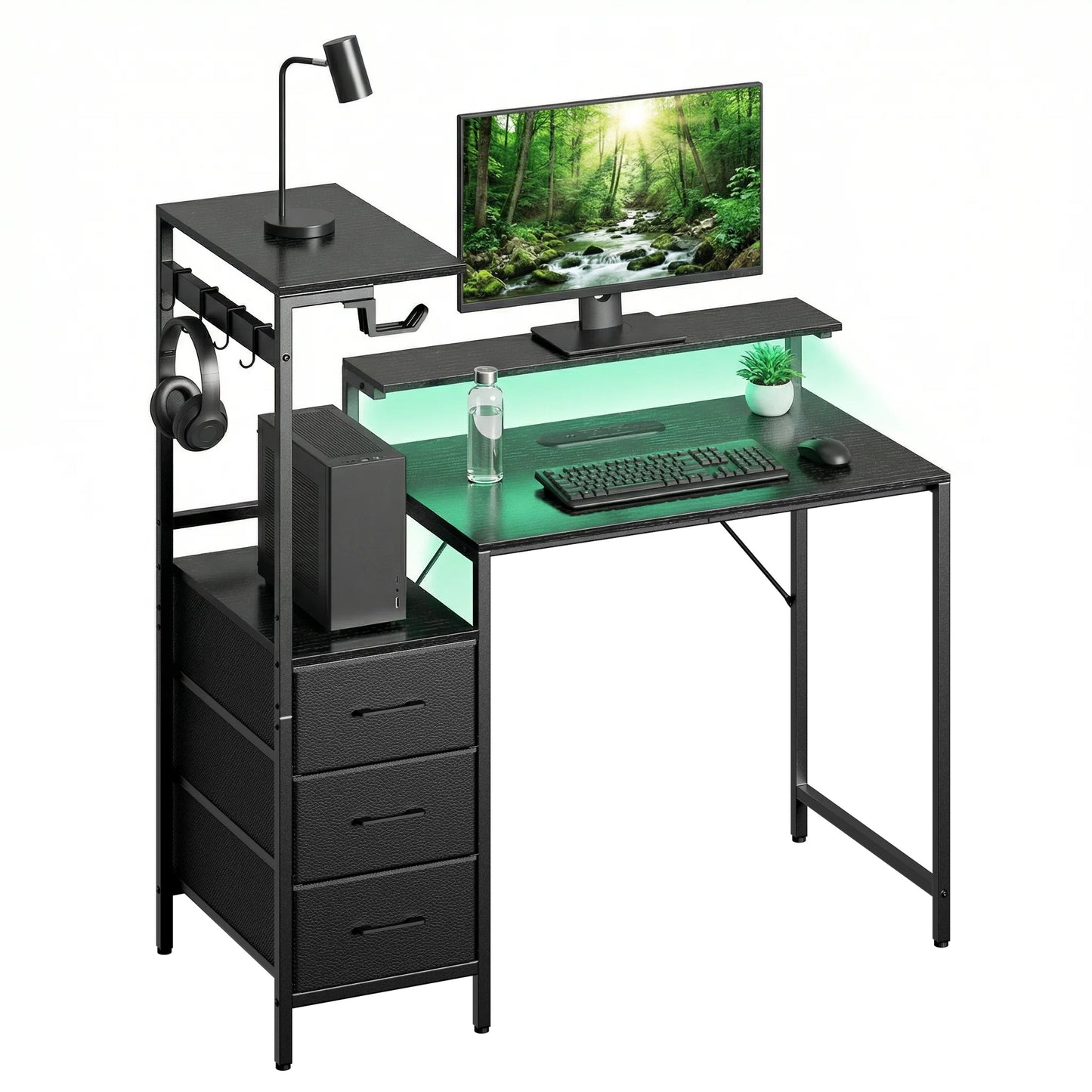 FRODROVIA Gaming Desk With LED Lighting And Power Outlets