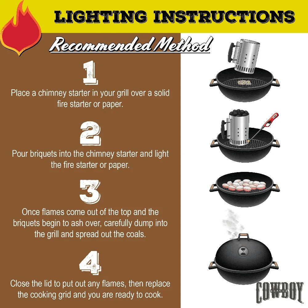 Cowboy Charcoal Hardwood Briquets Long Lasting Even Heat Smoky Flavor
