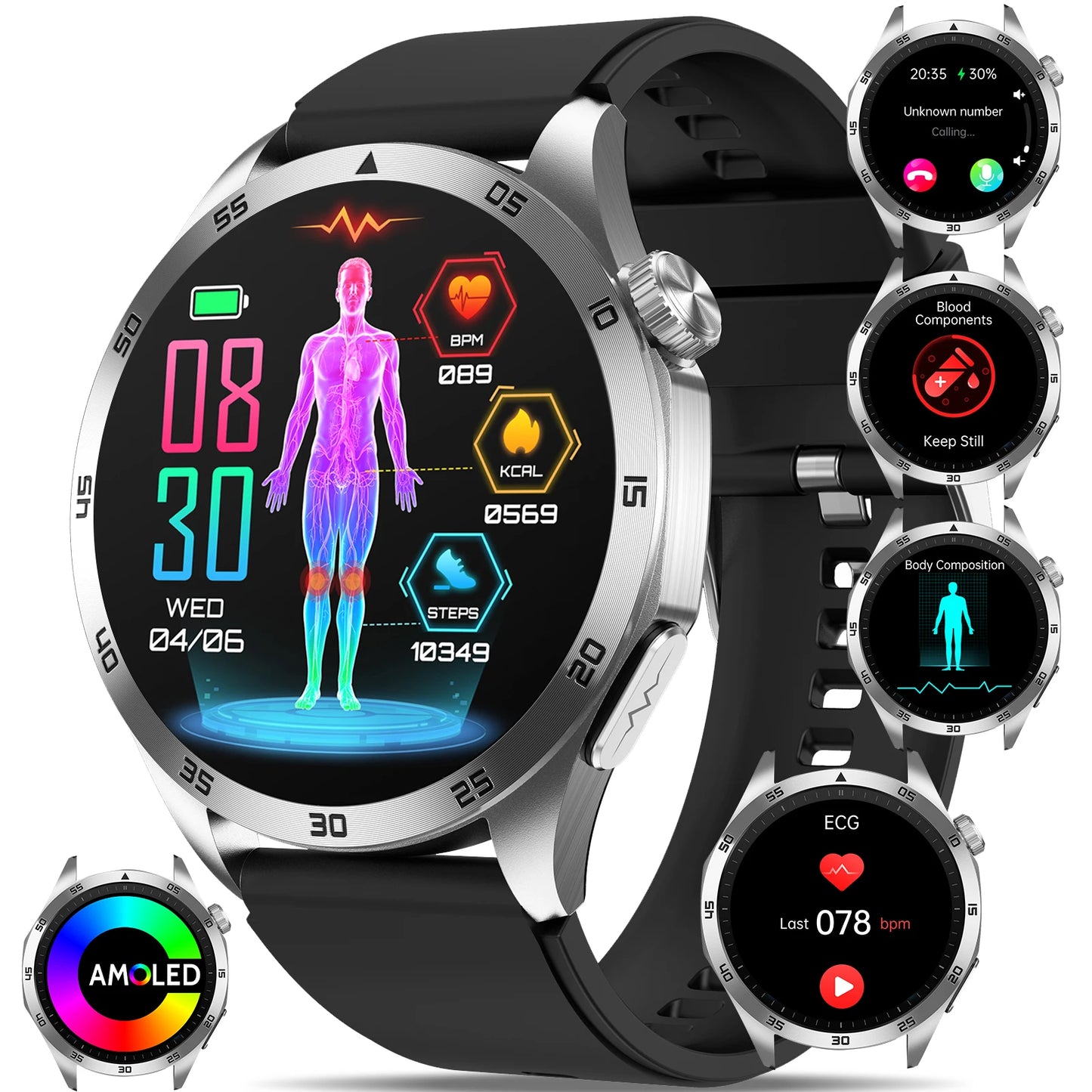 Marsyu Smart Watch ECG PPG Blood Pressure Uric Acid