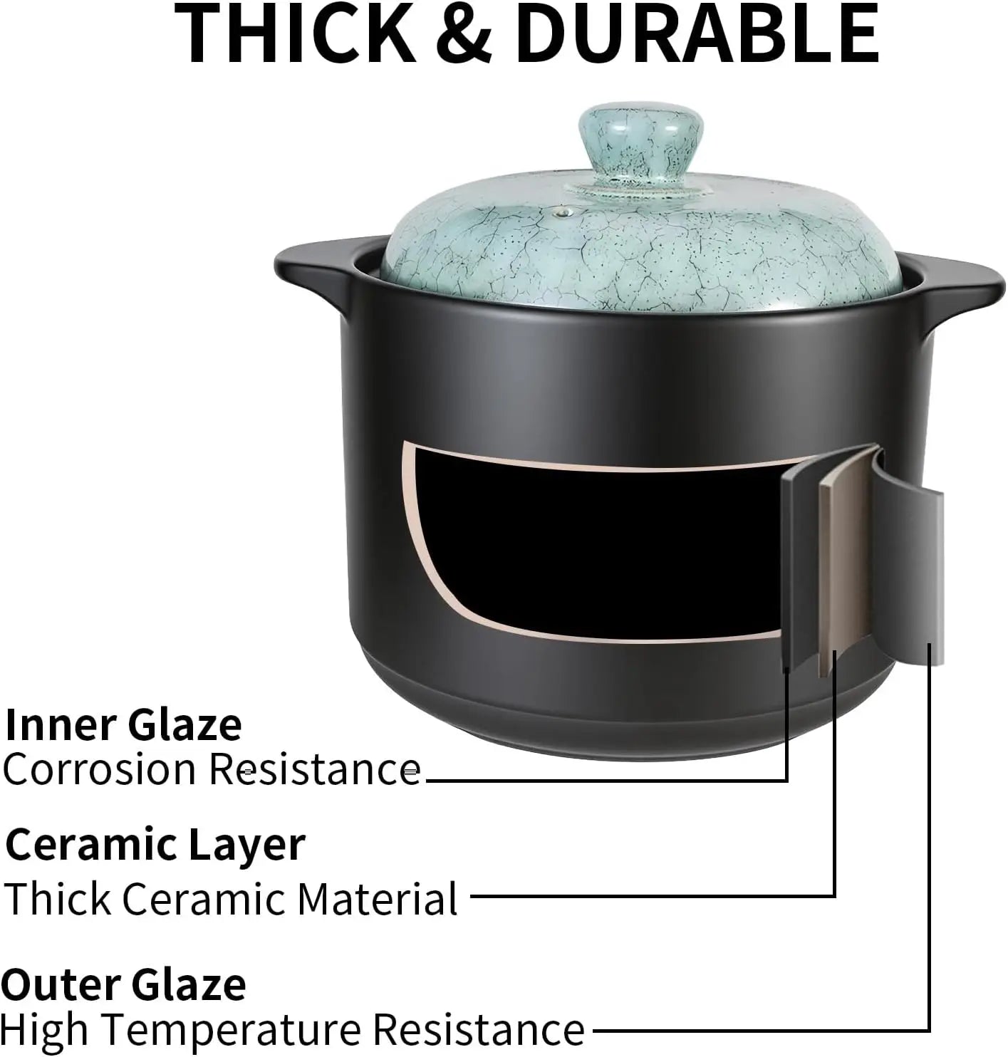 Premium Ceramic Stew Pot With Lid Non Toxic Oven Safe