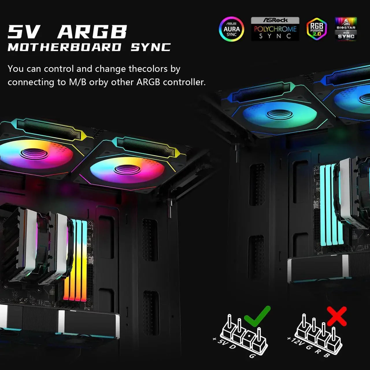 ARGB 120mm Case Fans 6 Pack PWM Hub Remote Control