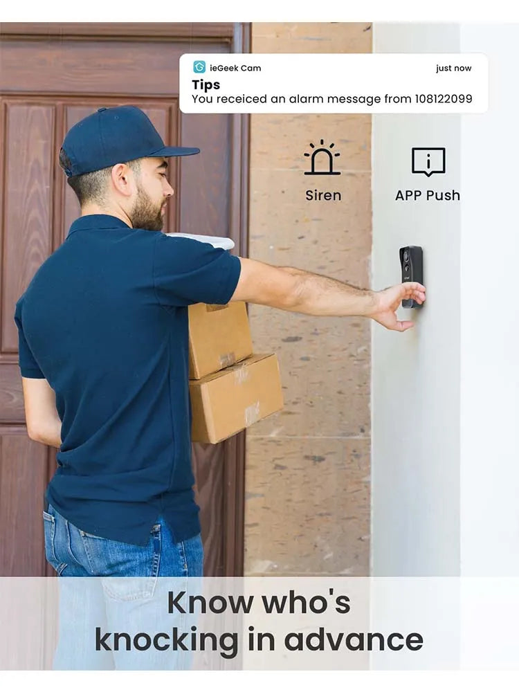 IeGeeK 5MP Wireless Doorbell Camera With Two Way Audio
