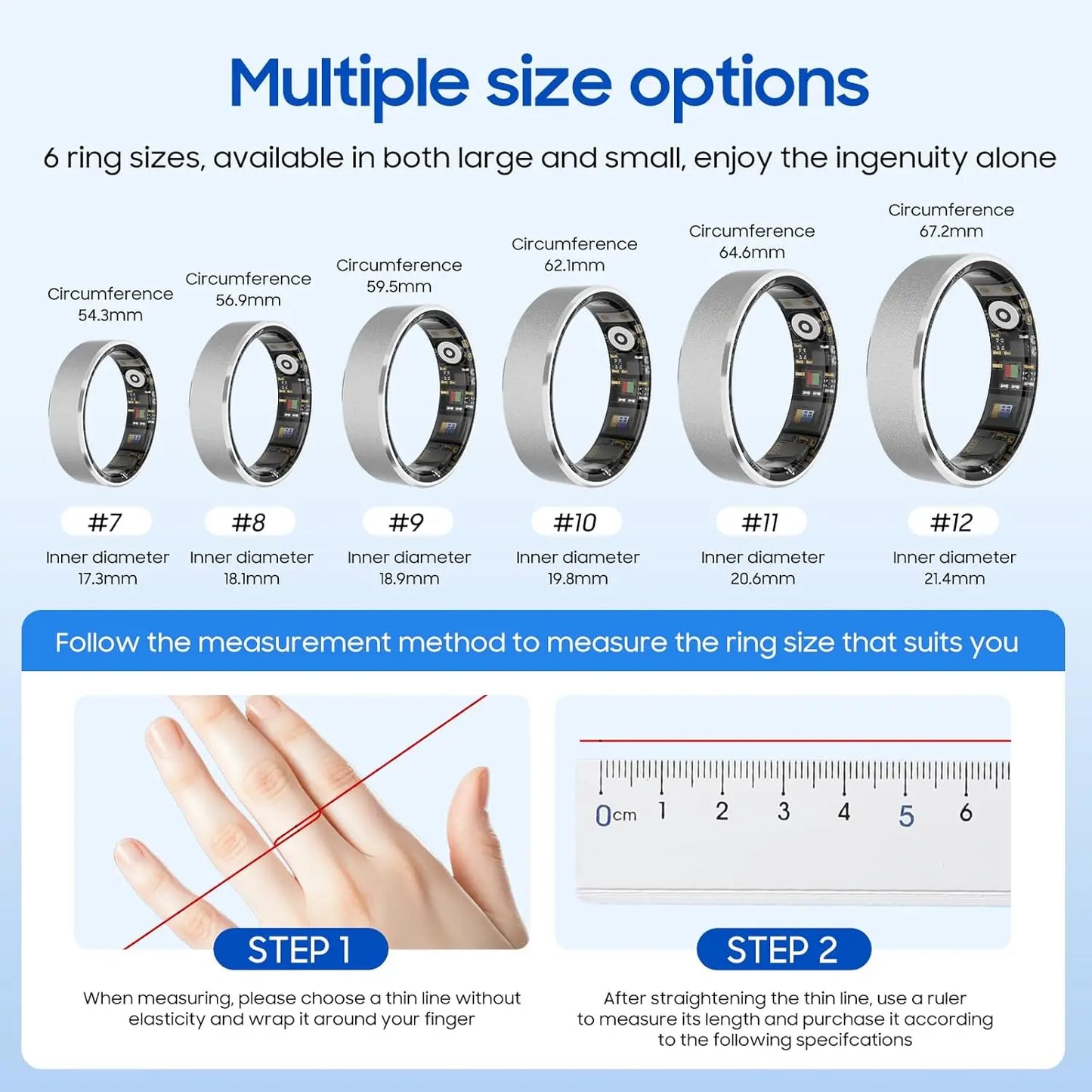 Smart Ring Health Tracker, Sleep Monitoring IP68, Long Battery