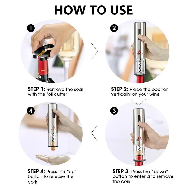 Six-In-One Electric Wine Opener Set With Foil Cutter
