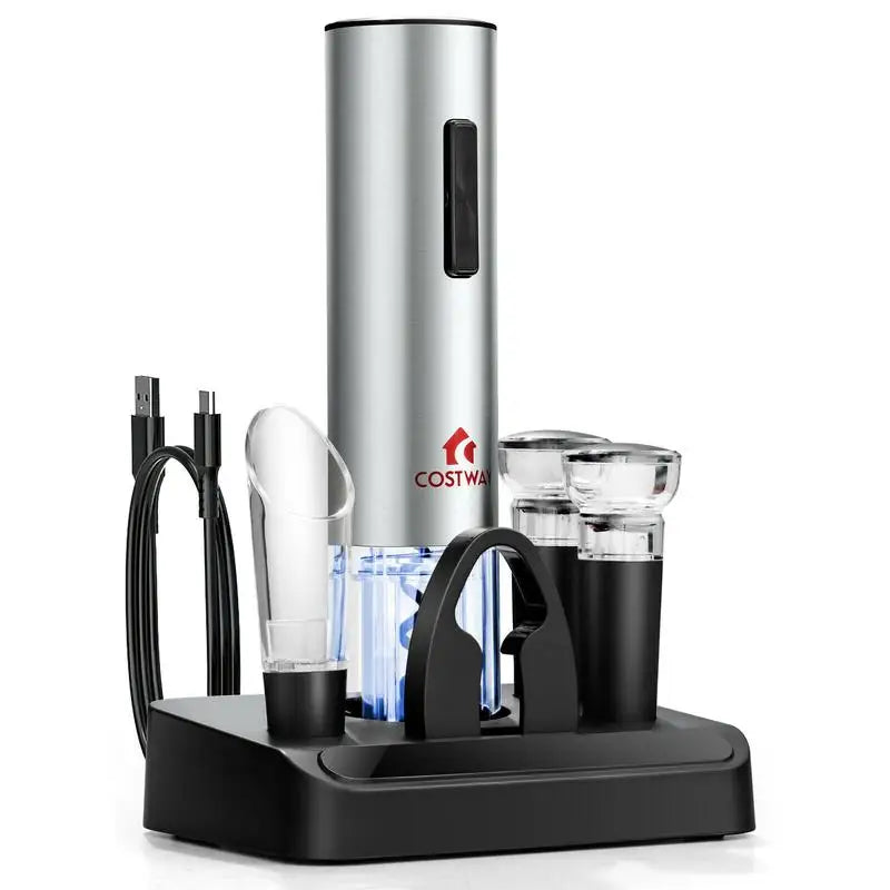 Six-In-One Electric Wine Opener Set With Foil Cutter
