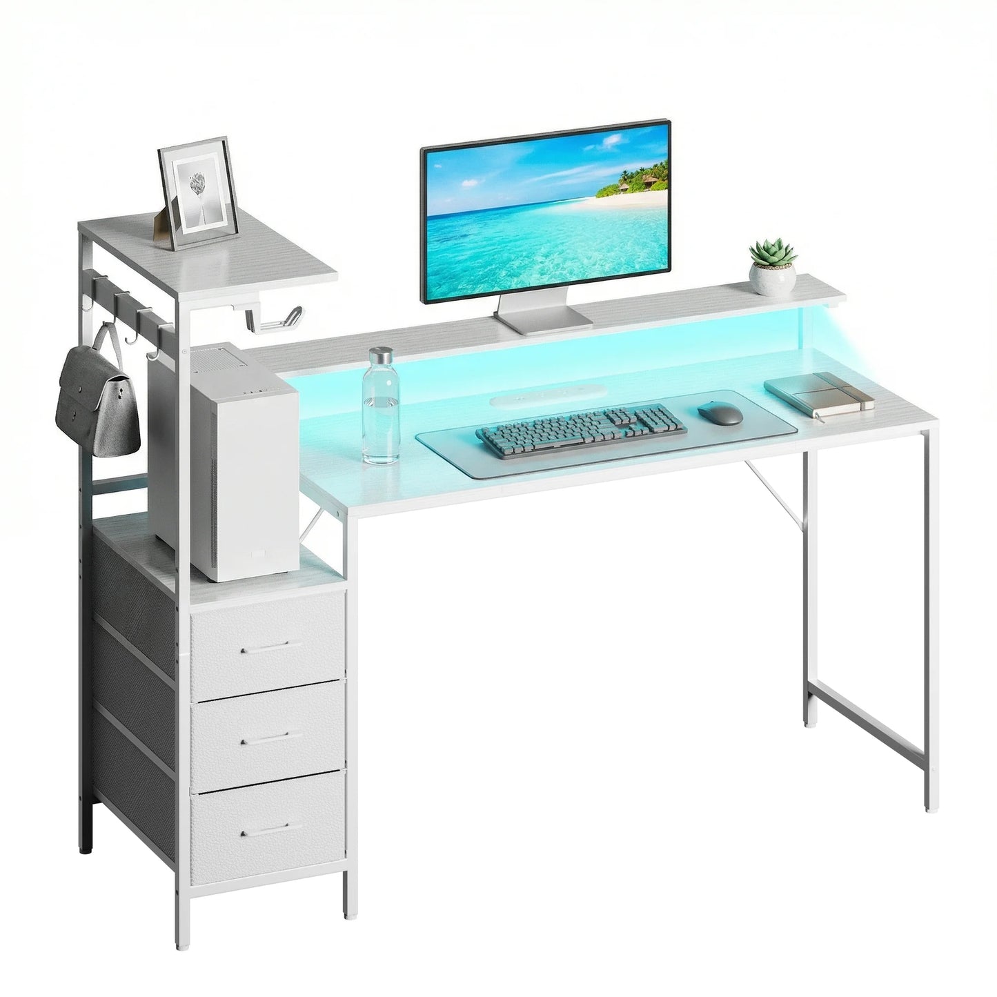FRODROVIA Gaming Desk With LED Lighting And Power Outlets