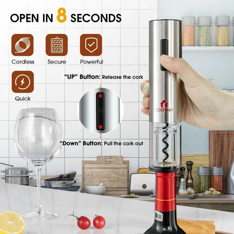 Six-In-One Electric Wine Opener Set With Foil Cutter
