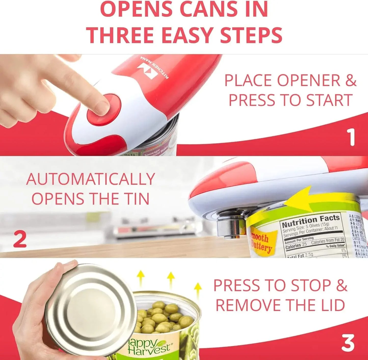 Kitchen Mama Auto Electric Can Opener Hands Free Button