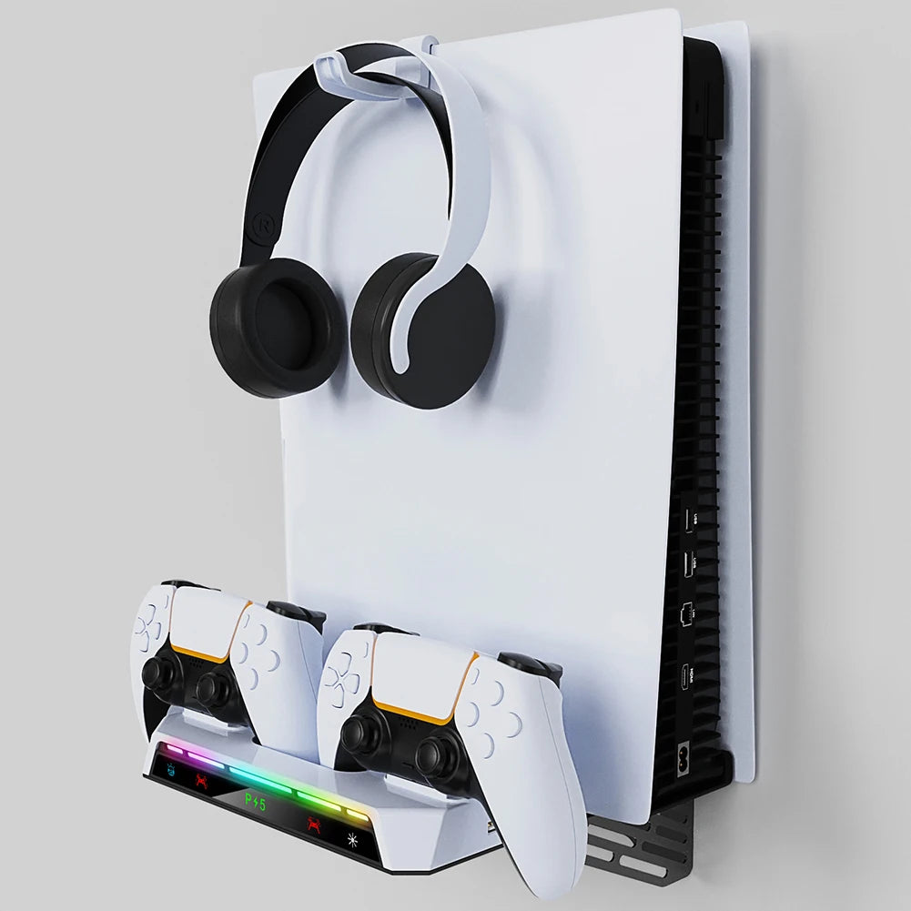 Shunmaii PS5 Wall Mount With Charging Station RGB Light Headset