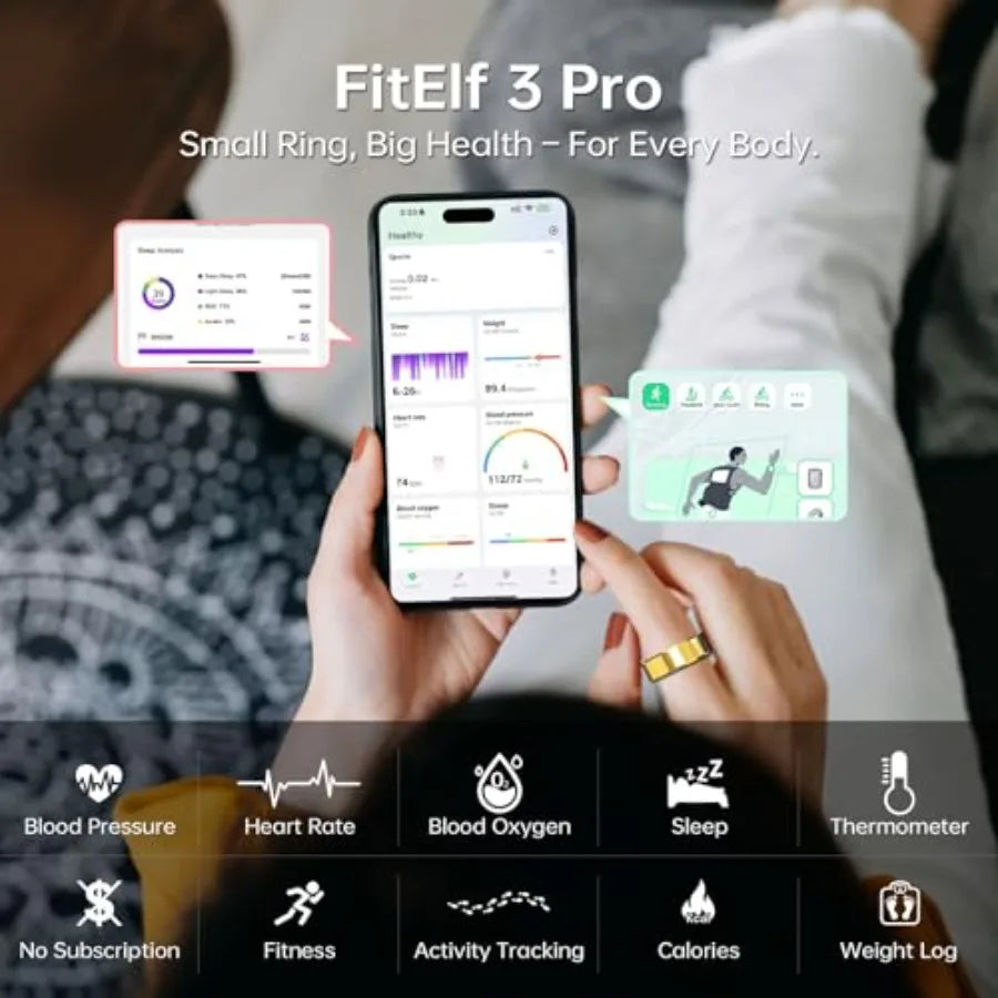 Smart Ring Fitness Tracker Pro Health Monitor Blood Pressure Oxygen