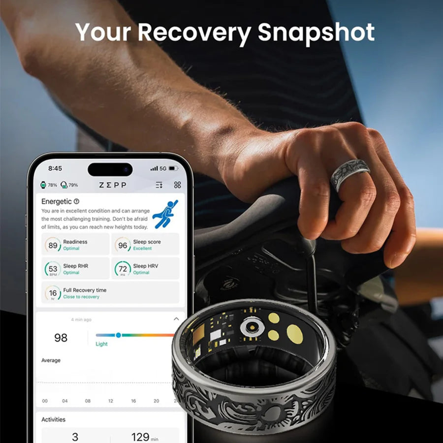 Smart Ring Fitness Tracker With Sleep Monitor Pedometer IP68