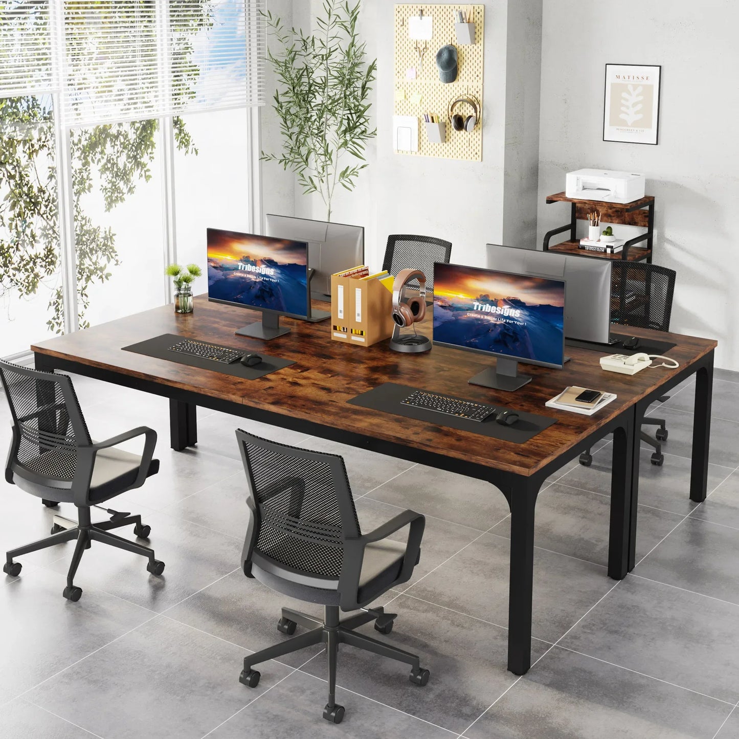 Tribesigns Double Long Computer Desk For Home Office