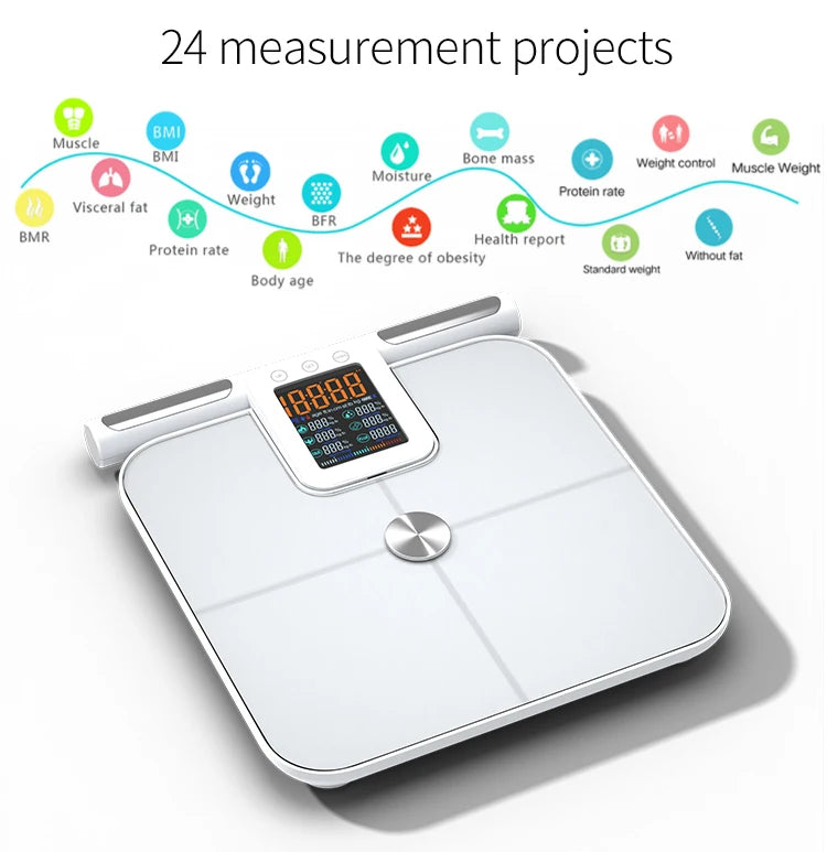 8-Electrode Smart Body Composition Scale With Visceral Fat Bone Mass