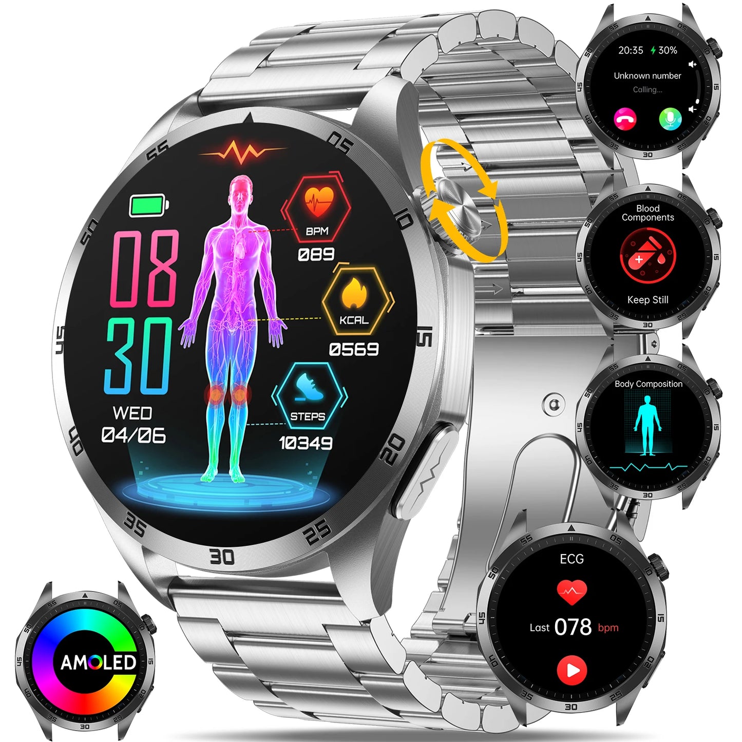 Marsyu Smart Watch ECG PPG Blood Pressure Uric Acid