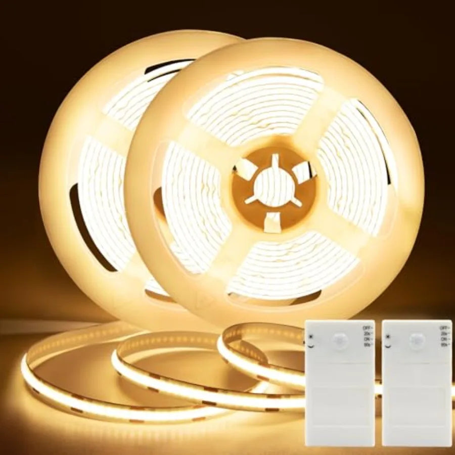 2 Pack COB Motion Sensor Cabinet Strip Lights Battery Operated