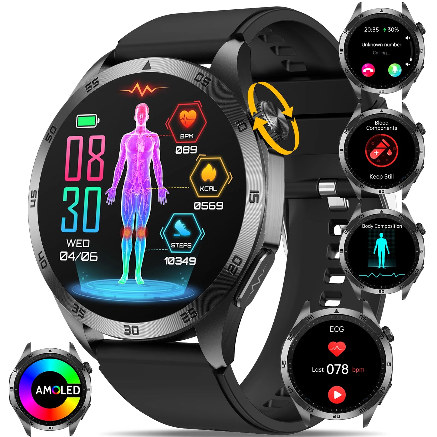 Marsyu Smart Watch ECG PPG Blood Pressure Uric Acid