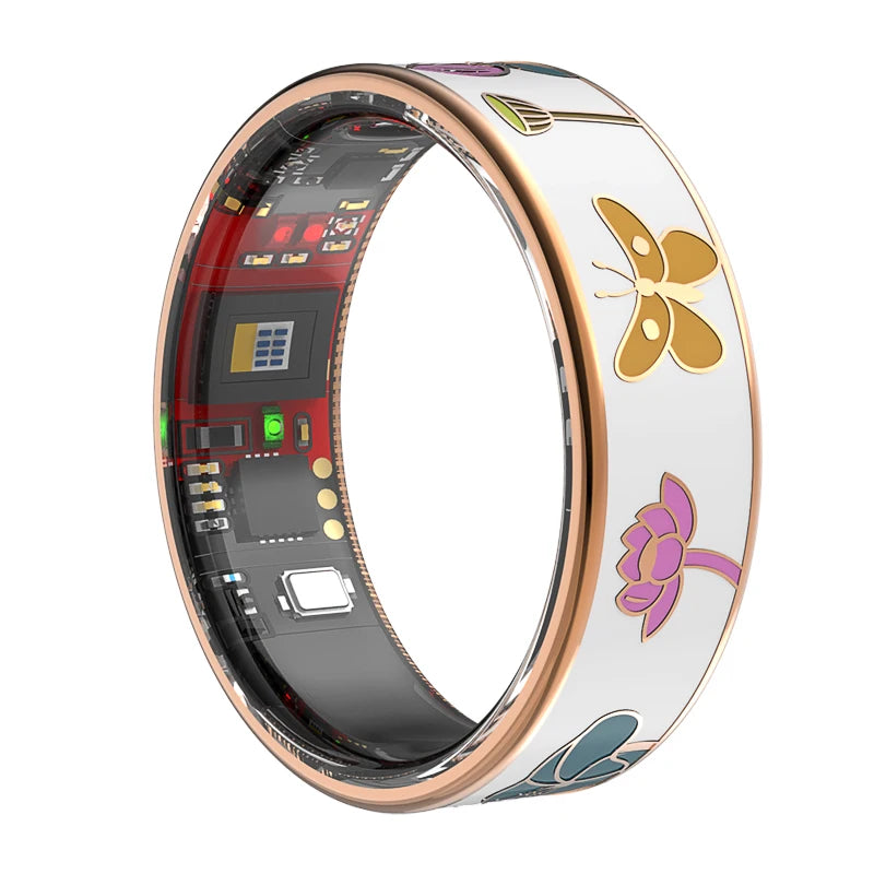 UouNeaCo Smart Ring Dragonfly Lotus Style Activity Tracker Sleep Heart Rate