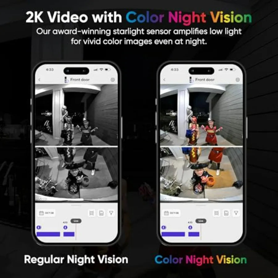 Wireless Duo Cam Video Doorbell With Chime Battery Powered 2K