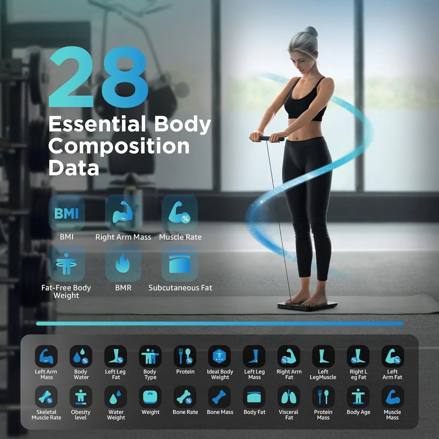 Digital Bluetooth Body Fat Scale With Eight Electrode Analyzer And Voice Prompts