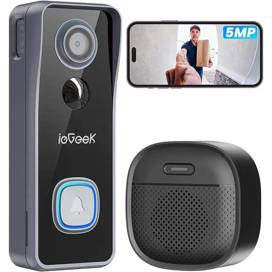 IeGeeK 5MP Wireless Doorbell Camera With Two Way Audio