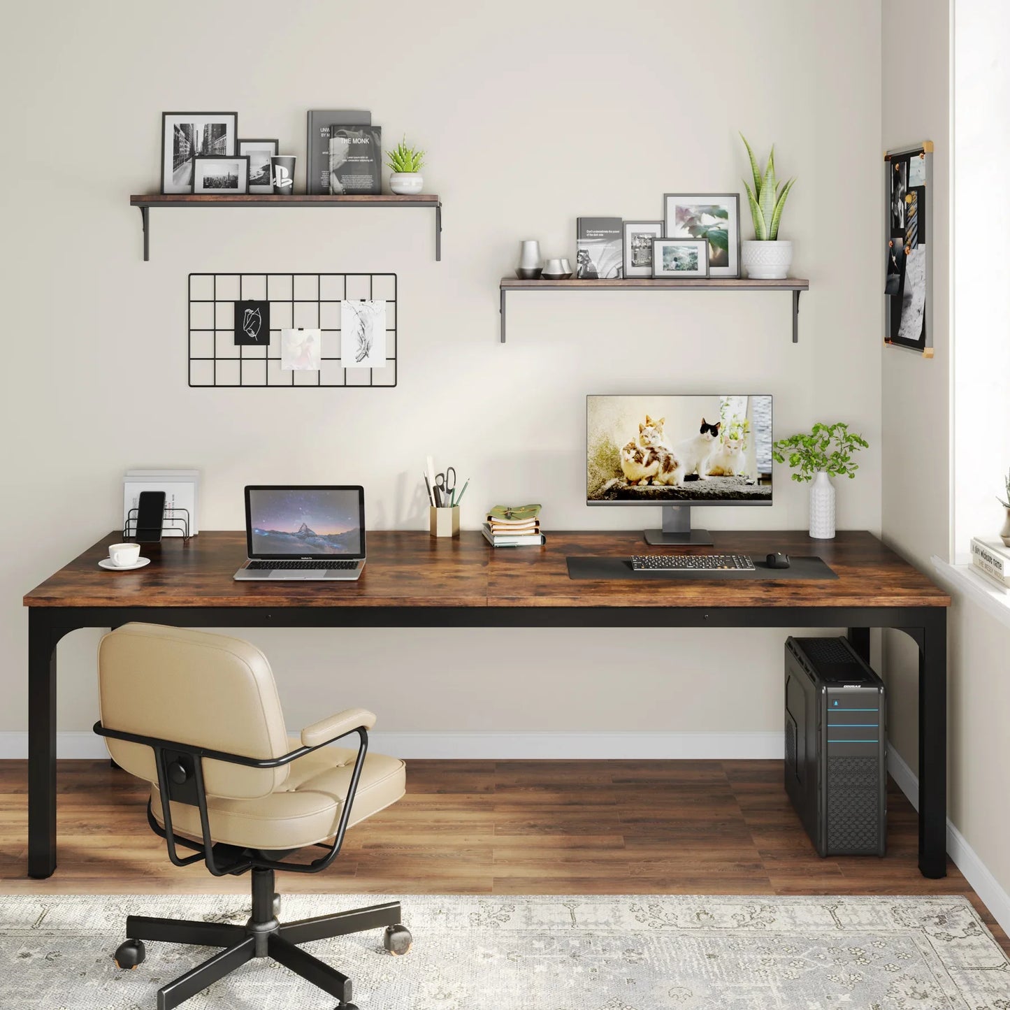 Tribesigns Double Long Computer Desk For Home Office