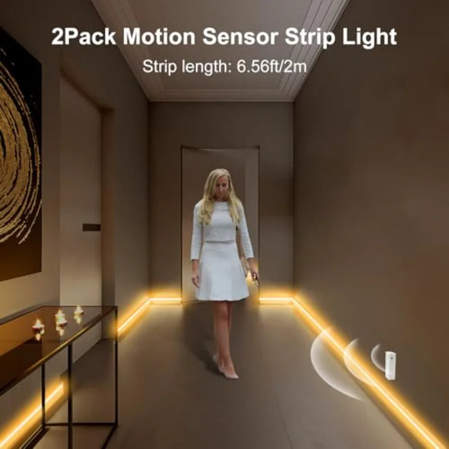 2 Pack COB Motion Sensor Cabinet Strip Lights Battery Operated