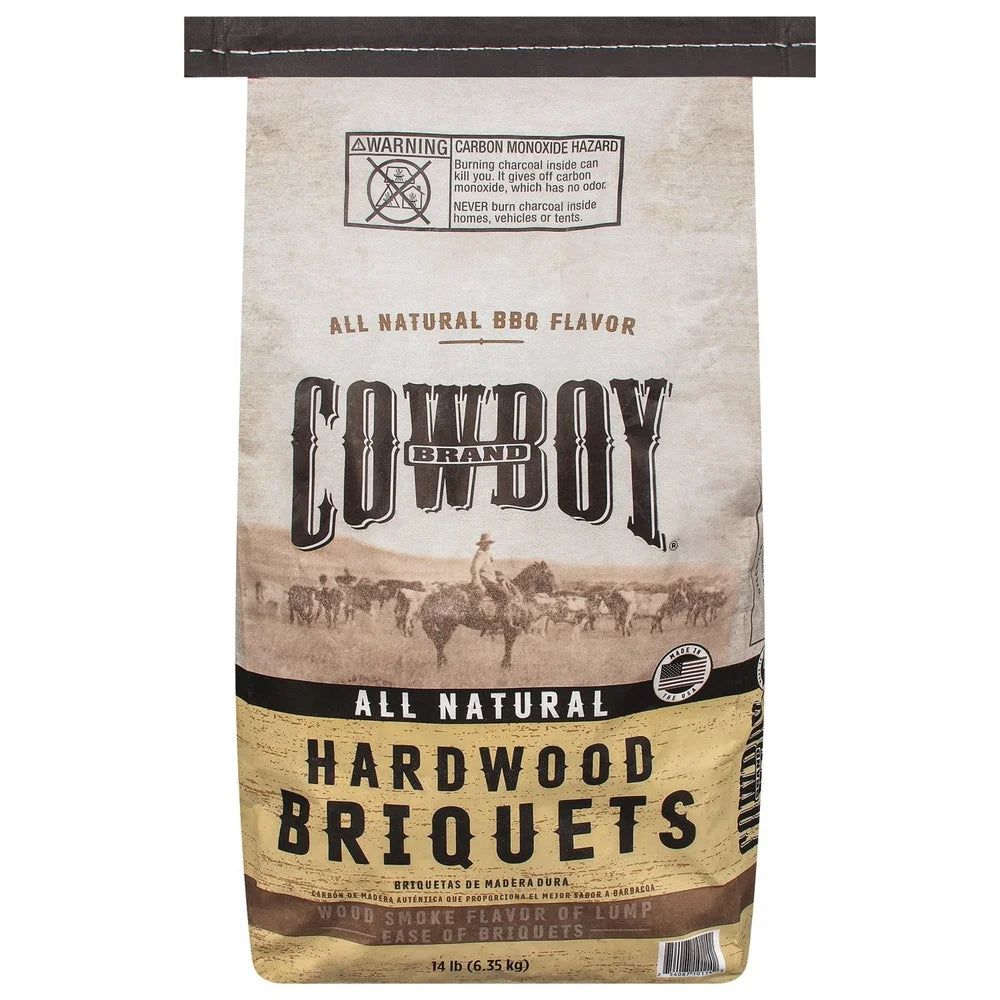 Cowboy Charcoal Hardwood Briquets Long Lasting Even Heat Smoky Flavor