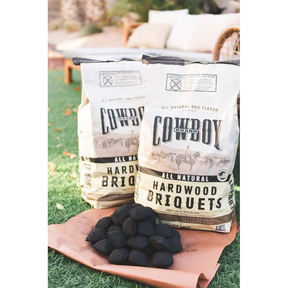 Cowboy Charcoal Hardwood Briquets Long Lasting Even Heat Smoky Flavor