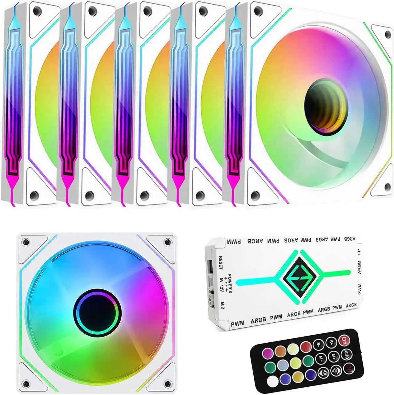 ARGB 120mm Case Fans 6 Pack PWM Hub Remote Control