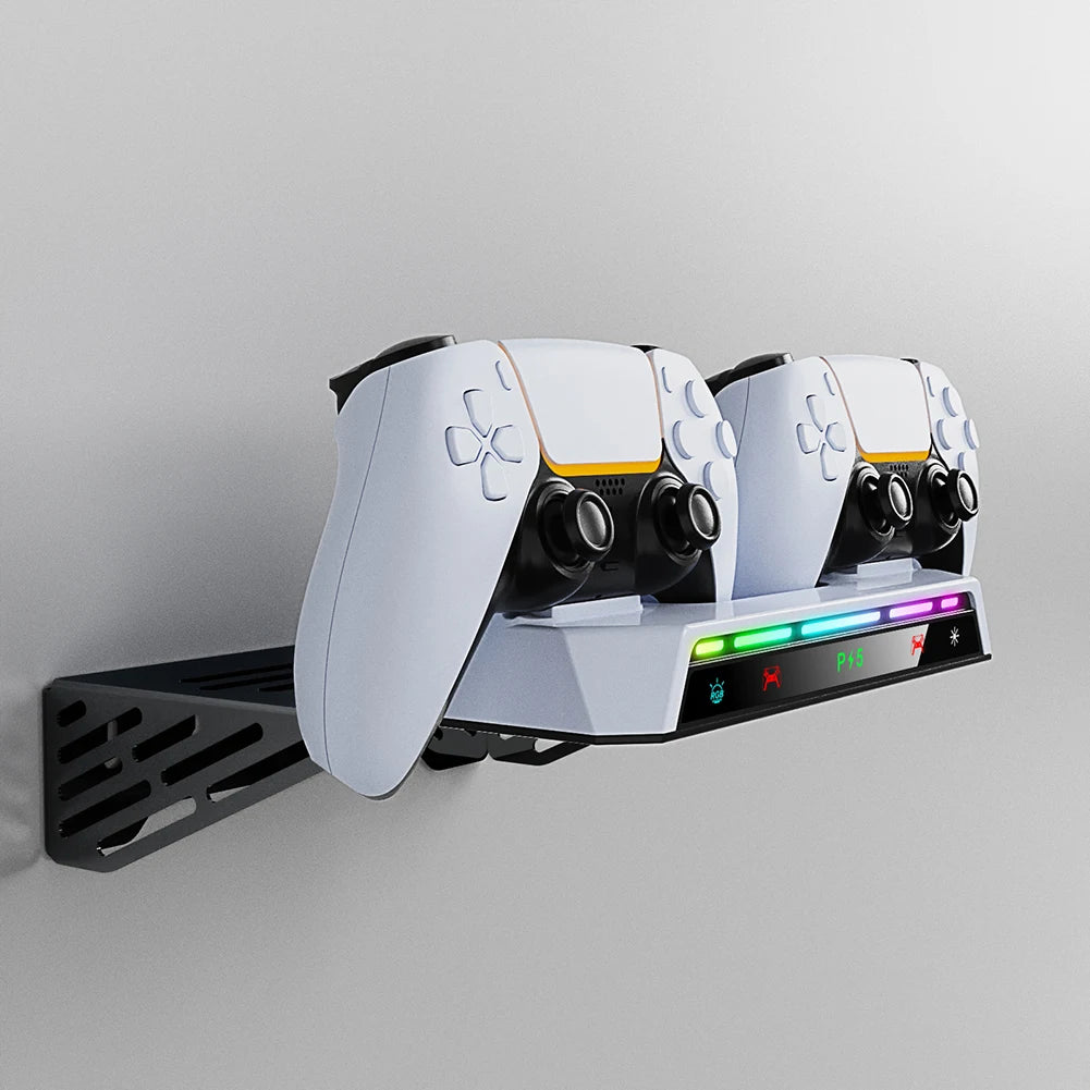 Shunmaii PS5 Wall Mount With Charging Station RGB Light Headset
