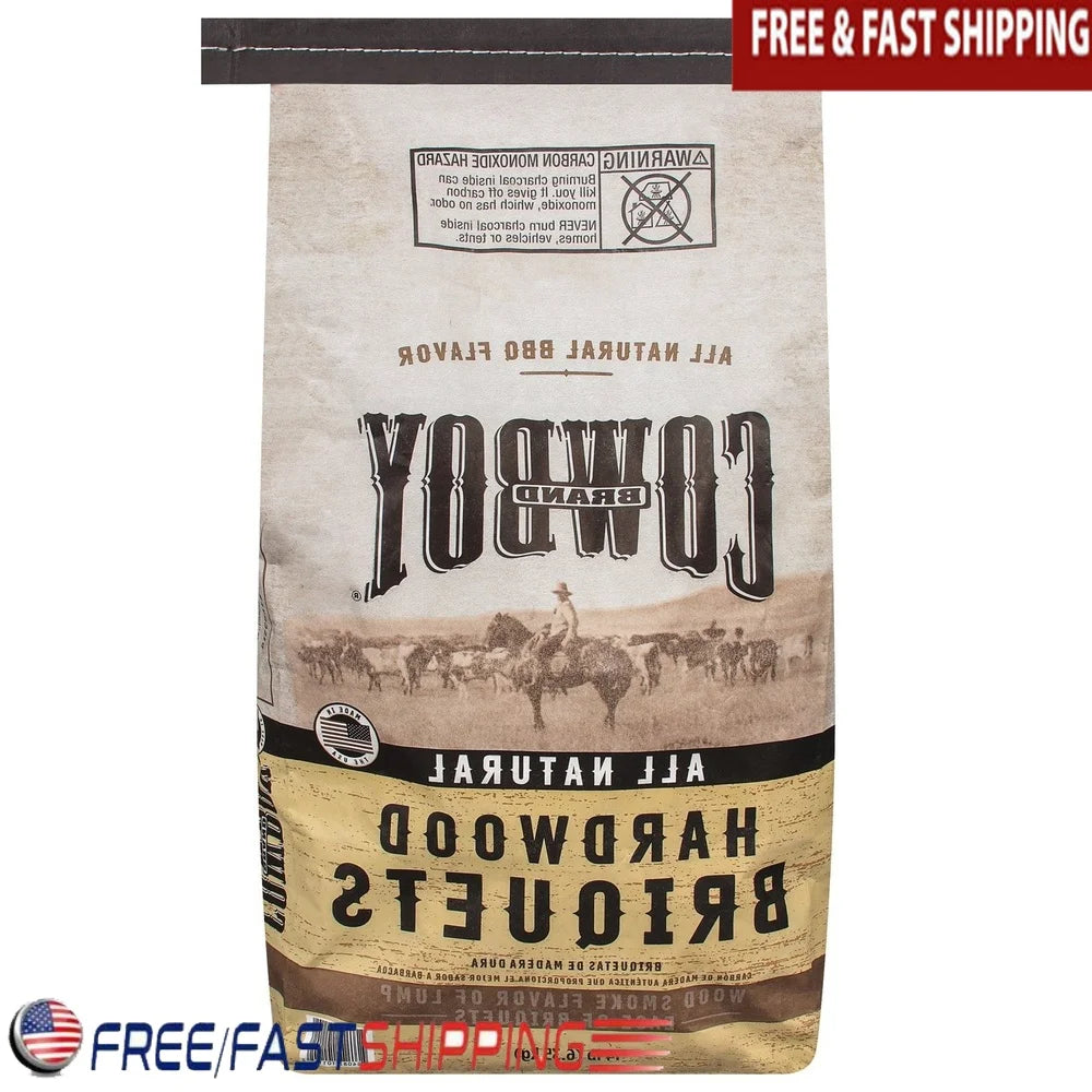 Cowboy Charcoal Hardwood Briquets Long Lasting Even Heat Smoky Flavor