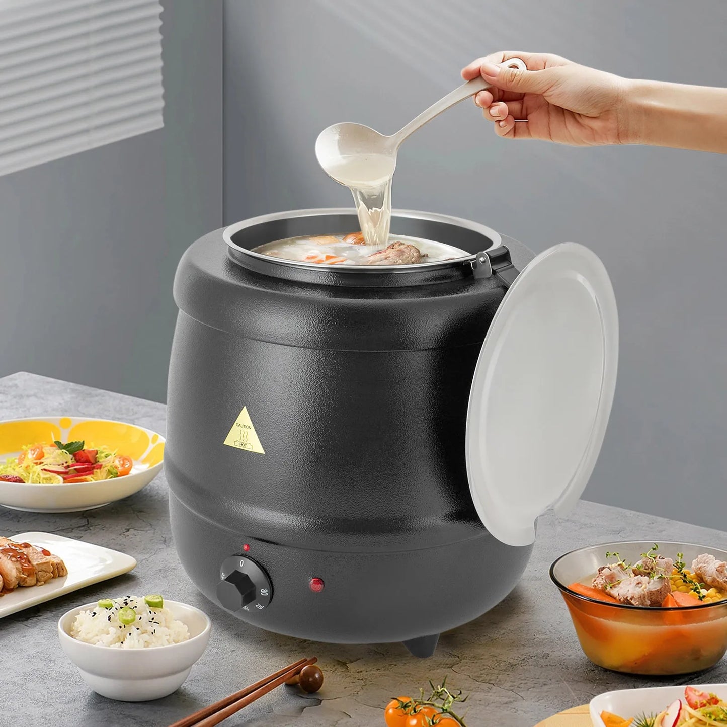 Bymaocar Soup Warmer Buffet Heating Pot With Lid For Restaurant