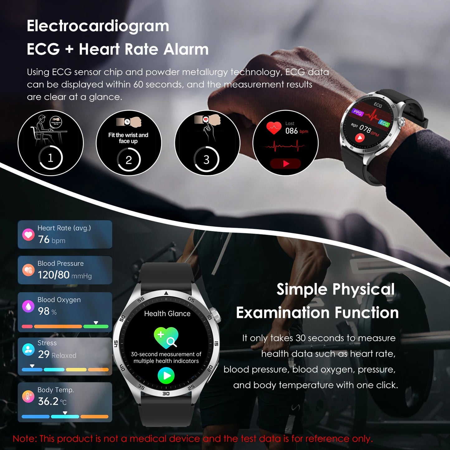 Marsyu Smart Watch ECG PPG Blood Pressure Uric Acid