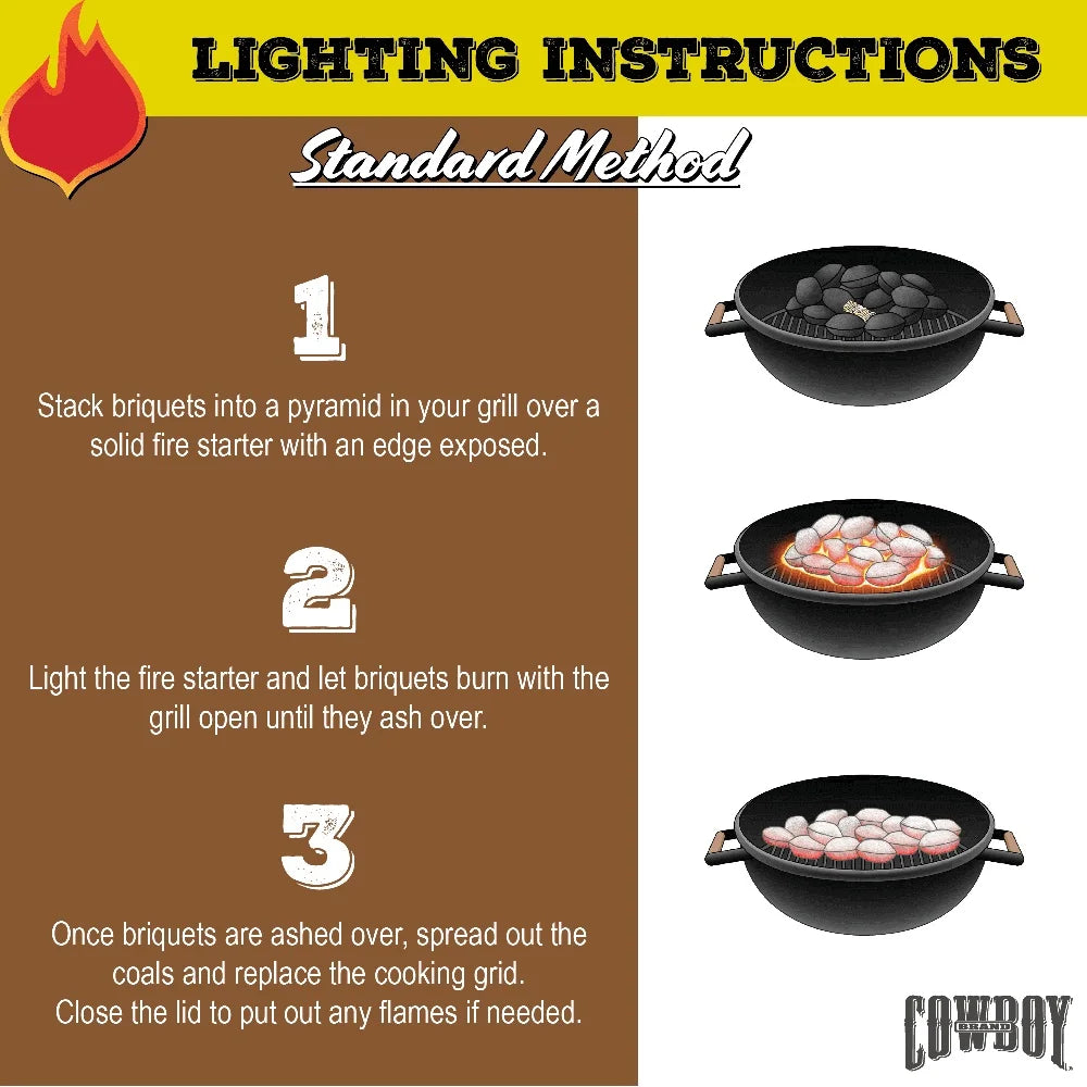 Cowboy Charcoal Hardwood Briquets Long Lasting Even Heat Smoky Flavor