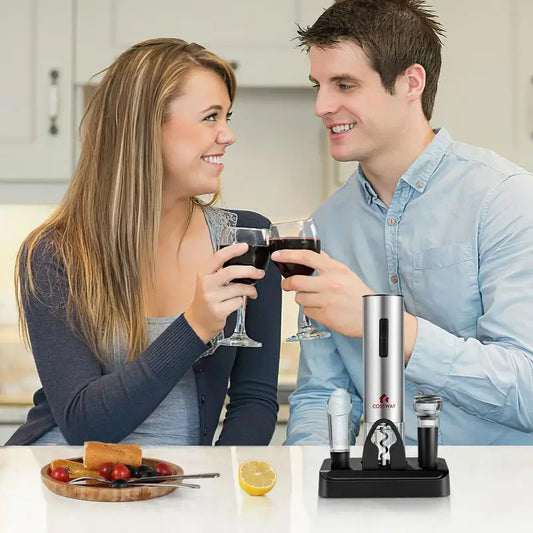 Six-In-One Electric Wine Opener Set With Foil Cutter