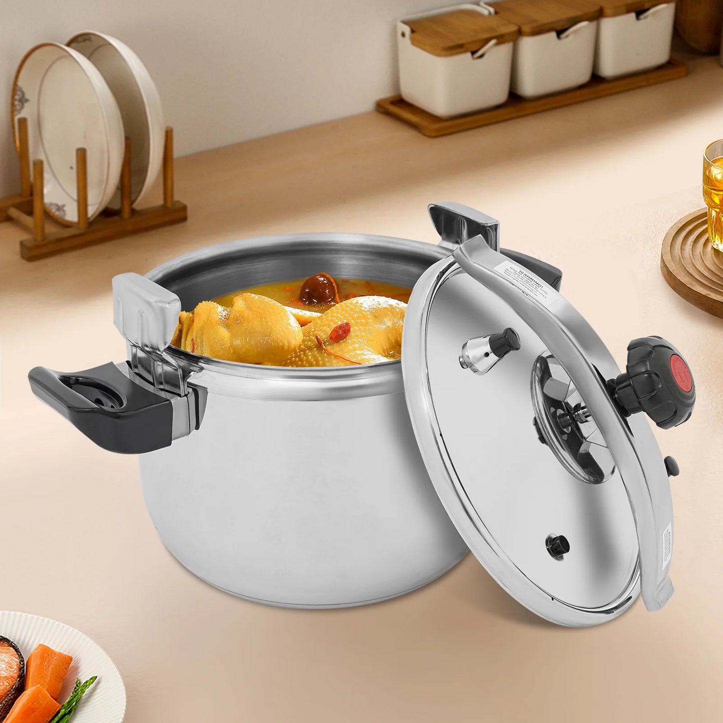 Bymaocar Stainless Steel Round Tabletop Pressure Cooker