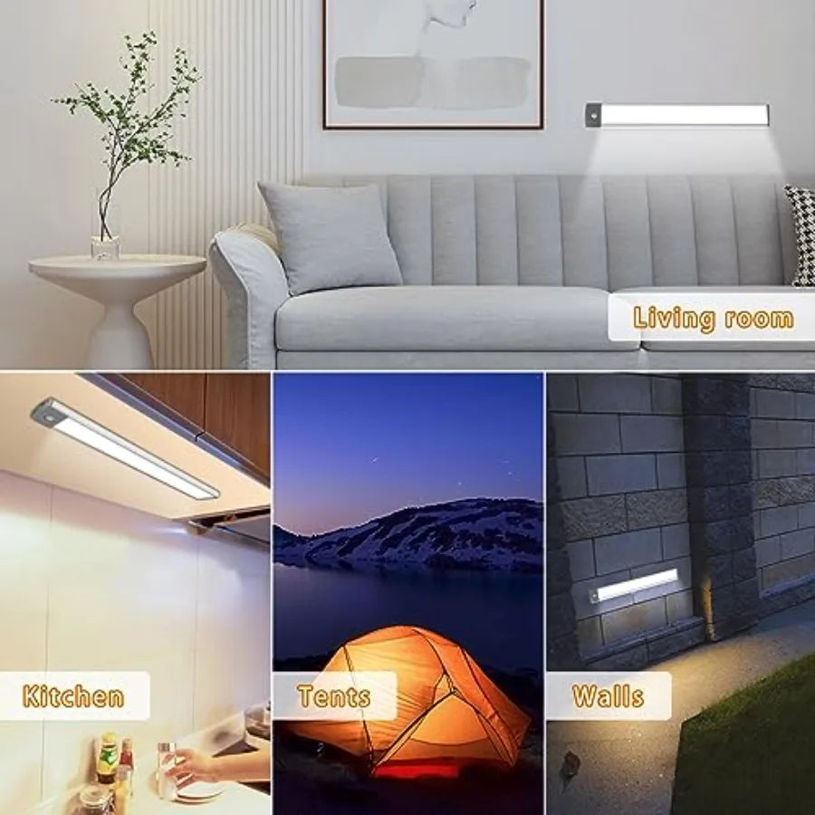 Under Cabinet Lighting 54 LED Motion Sensor Light Rechargeable Wireless Magnetic