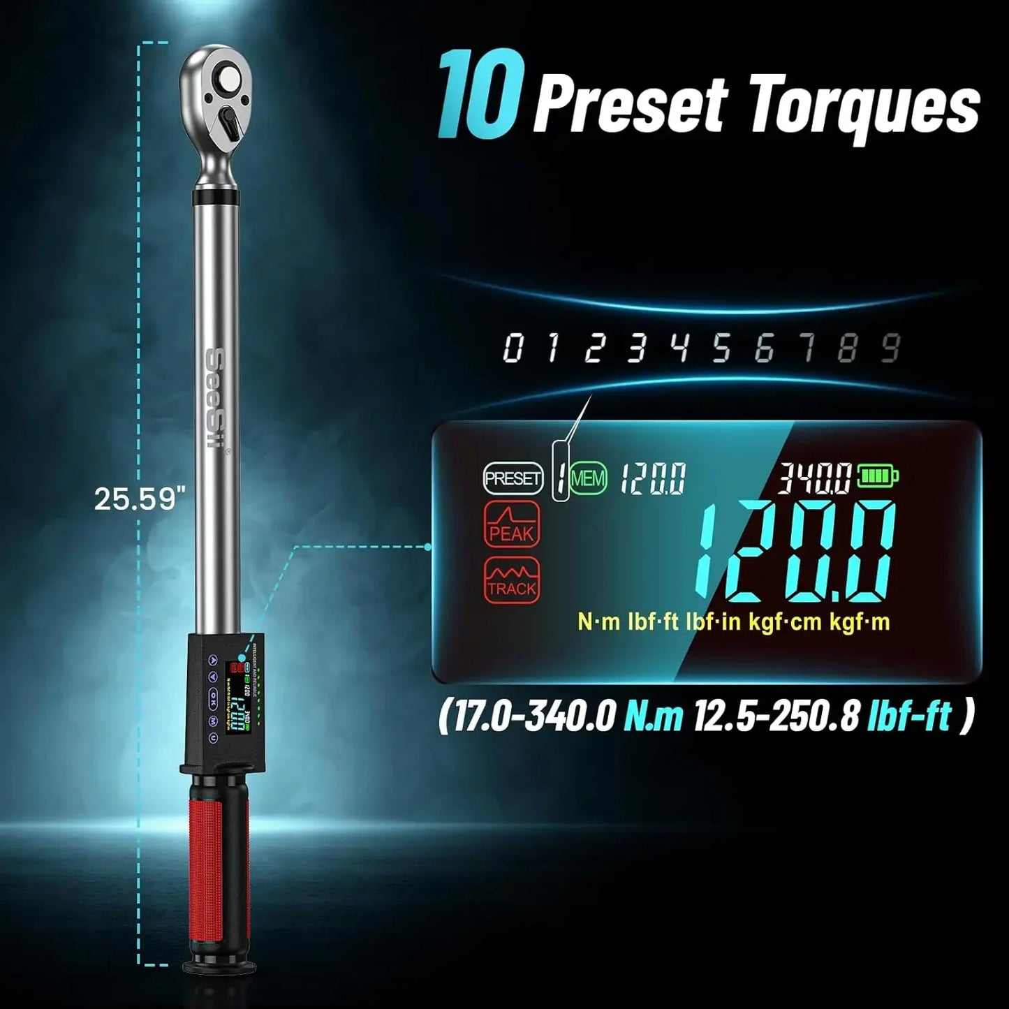Seesii Digital Torque Wrench Electric Precision For Auto Care