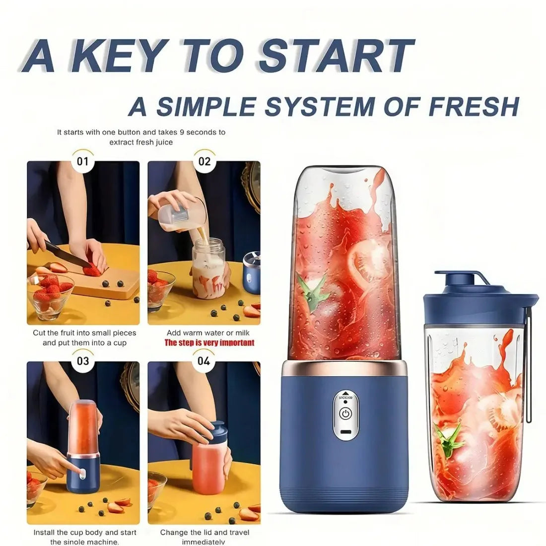 AEHOME Portable Juicer Blender 45W Smoothie Maker For Juicing