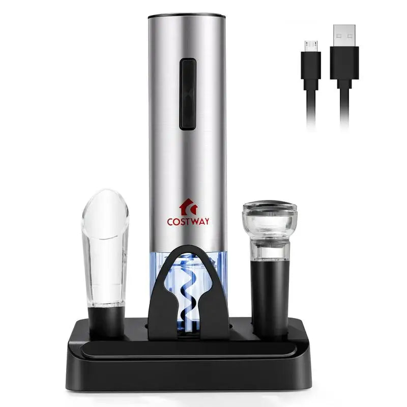 Six-In-One Electric Wine Opener Set With Foil Cutter