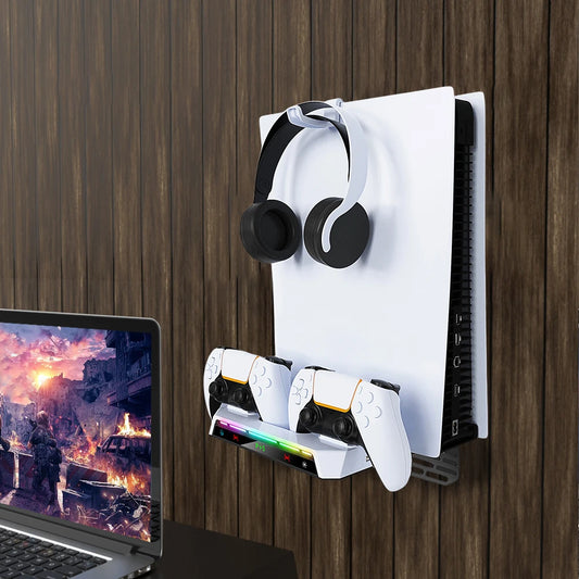 Shunmaii PS5 Wall Mount With Charging Station RGB Light Headset