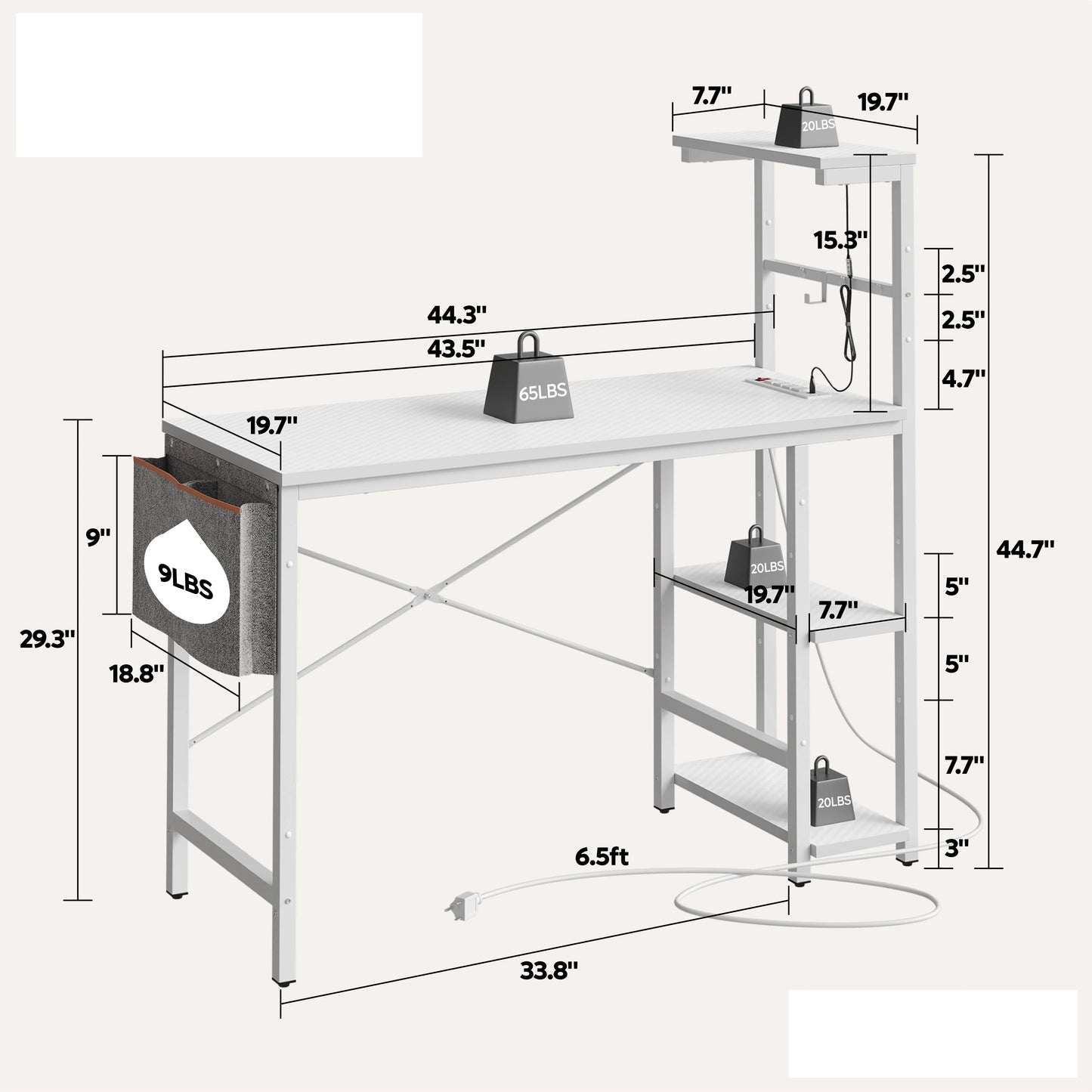 Nost And Host Gaming Desk With Power Outlets Reversible Shelves