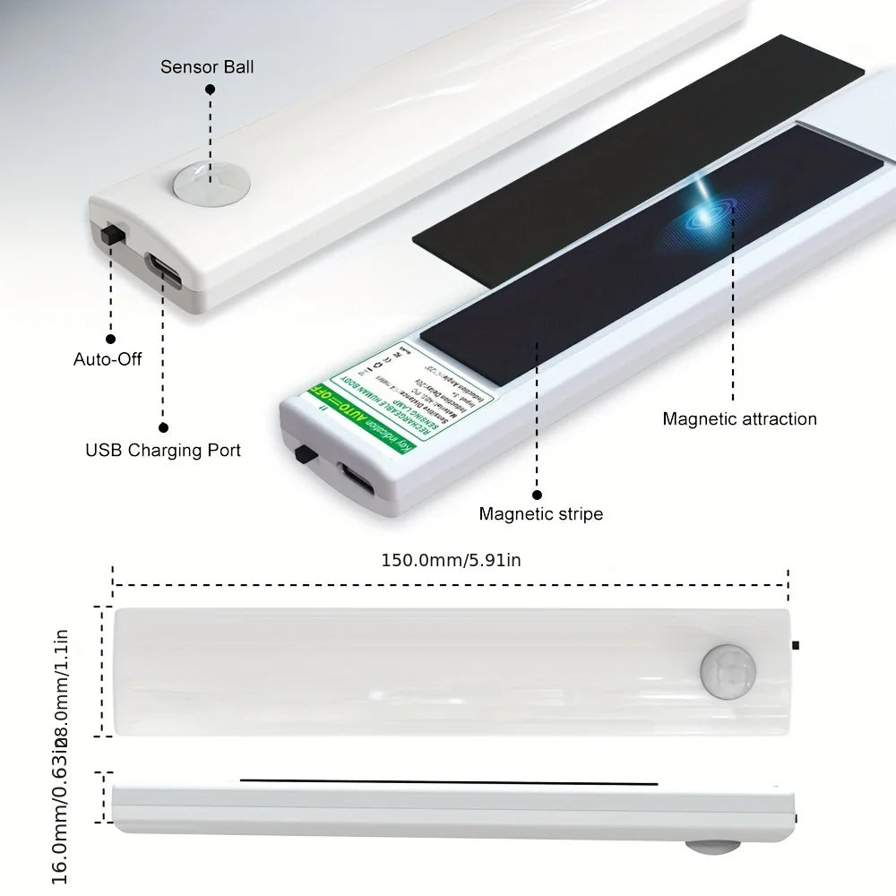 Ultra-Thin USB-C Rechargeable Motion Sensor Lights 6 Pack for Hallways